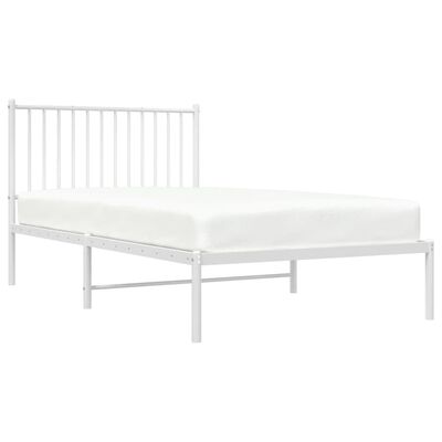 vidaXL Metal Bed Frame without Mattress with Headboard White 100x190 cm