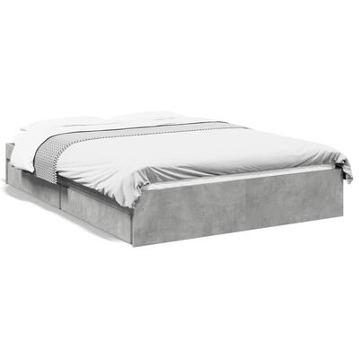 vidaXL Bed Frame with Drawers without Mattress Concrete Grey 120x190 cm Small Double