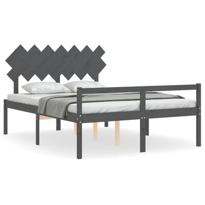 vidaXL Senior Bed without Mattress Grey King Size Solid Wood