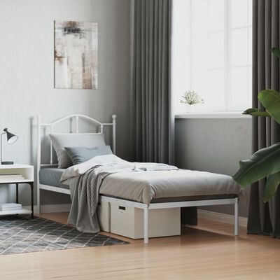 vidaXL Metal Bed Frame without Mattress with Headboard White 80x200 cm