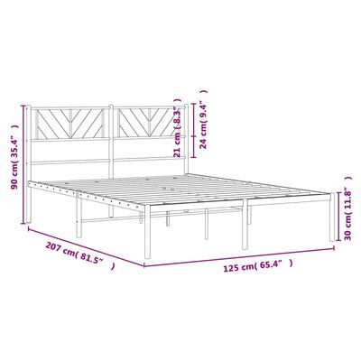 vidaXL Metal Bed Frame without Mattress with Headboard Black 120x200 cm