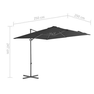 vidaXL Cantilever Garden Parasol with Steel Pole Anthracite 250x250 cm