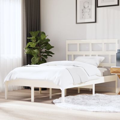 vidaXL Bed Frame without Mattress White Solid Wood 140x200 cm (810018+814195)