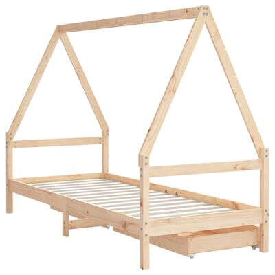 vidaXL Kids Bed Frame with Drawers 80x200 cm Solid Wood Pine