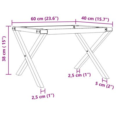 vidaXL Coffee Table Legs X-Frame 60x40x38 cm Cast Iron