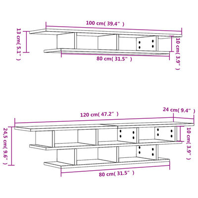 vidaXL TV Wall Units Sonoma Oak Engineered Wood