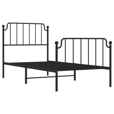 vidaXL Metal Bed Frame without Mattress with Footboard Black 90x200 cm