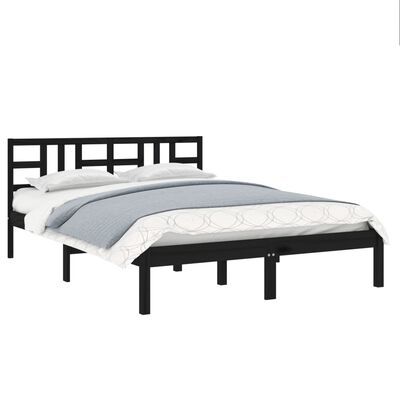 vidaXL Bed Frame without Mattress Black 180x200 cm Super King Solid Wood