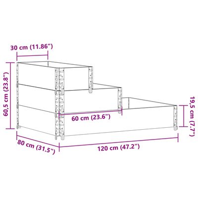 vidaXL 3-Tier Raised Bed 120x80 cm Solid Wood Pine