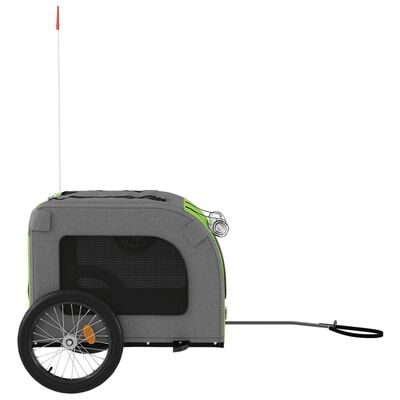 vidaXL Pet Bike Trailer Green and Grey Oxford Fabric and Iron