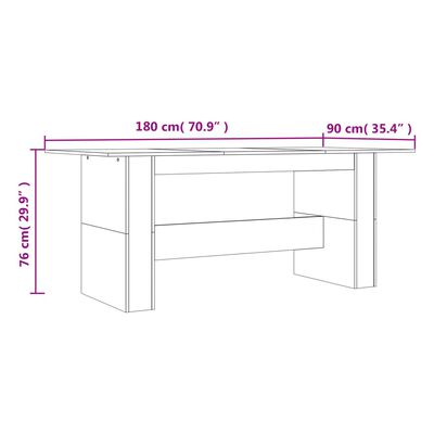 vidaXL Dining Table Brown Oak 180x90x76 cm Engineered Wood