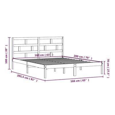 vidaXL Bed Frame without Mattress White Solid Wood 160x200 cm (810028+814205)