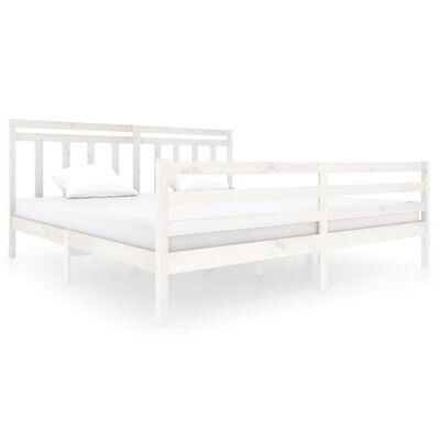 vidaXL Bed Frame without Mattress White Solid Wood 200x200 cm (810451+814115)