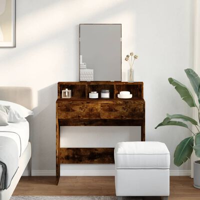 vidaXL Dressing Table with Mirror Smoked Oak 80x41x144.5 cm