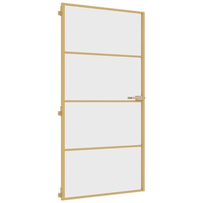 vidaXL Interior Door Slim Golden 102.5x201.5 cm Tempered Glass and Aluminium