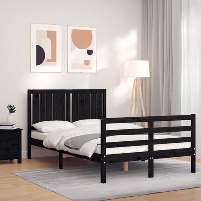 vidaXL Bed Frame without Mattress Black 120x200 cm Solid Wood