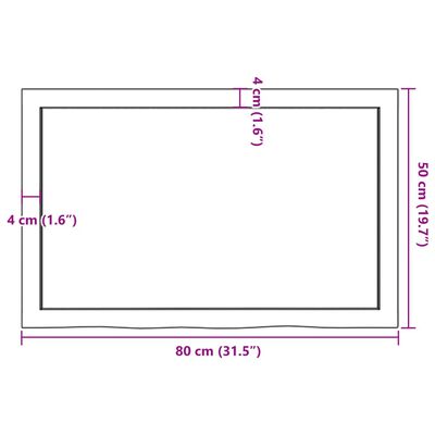 vidaXL Bathroom Countertop Dark Brown 80x50x(2-6) cm Treated Solid Wood