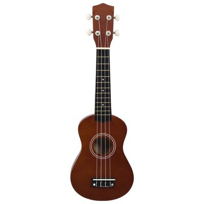 vidaXL Soprano Ukulele Set with Bag for Kids Dark Wood 21"