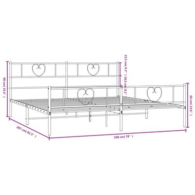 vidaXL Metal Bed Frame without Mattress with Footboard White 193x203 cm