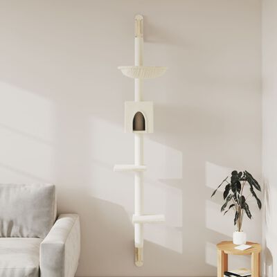 vidaXL Wall-mounted Cat Tree with Scratching Post Cream 187 cm