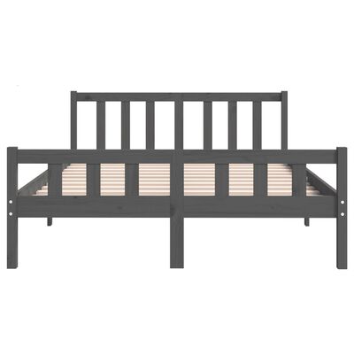 vidaXL Bed Frame without Mattress Grey Solid Wood Double