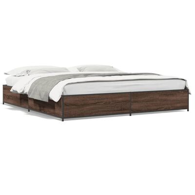 vidaXL Bed Frame without Mattress Brown Oak 180x200 cm Super King