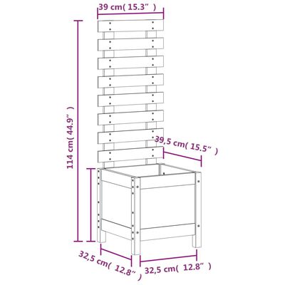 vidaXL Garden Planter with Rack 39x39.5x114 cm Solid Wood Pine