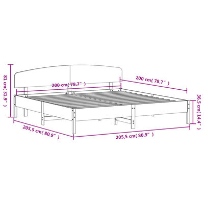 vidaXL Bed Frame without Mattress White 200x200 cm Solid Wood Pine