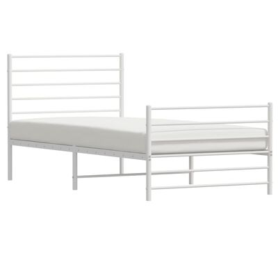 vidaXL Metal Bed Frame without Mattress with Footboard White 100x200 cm