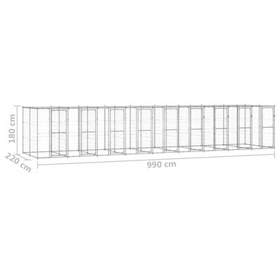 vidaXL Outdoor Dog Kennel Galvanised Steel with Roof 21.78 m²