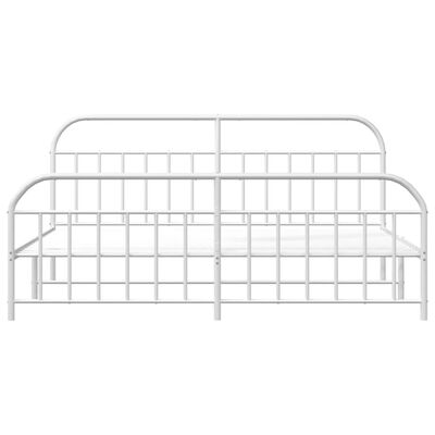 vidaXL Metal Bed Frame without Mattress with Footboard White 200x200 cm