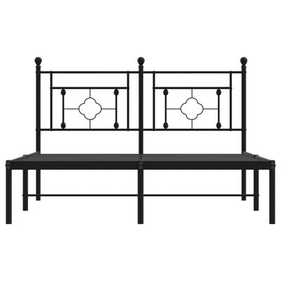 vidaXL Metal Bed Frame without Mattress with Headboard Black 140x200 cm