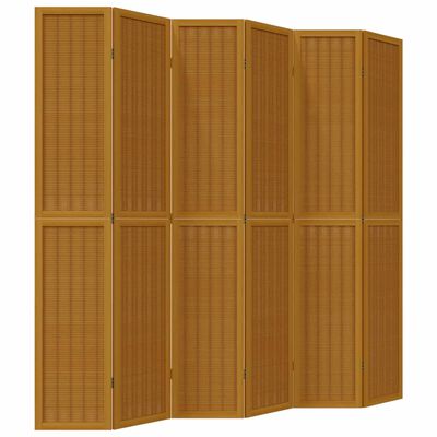 vidaXL Room Divider 6 Panels Brown Solid Wood Paulownia