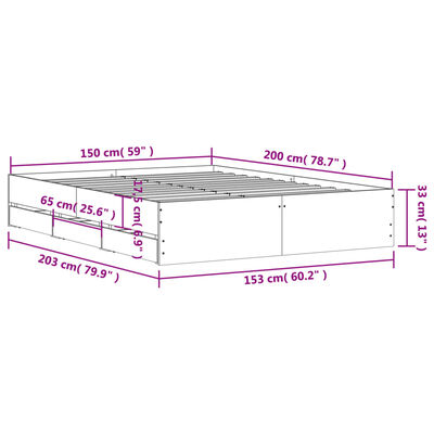 vidaXL Bed Frame with Drawers without Mattress Sonoma Oak 150x200 cm King Size