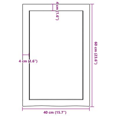 vidaXL Bathroom Countertop Dark Brown 40x60x(2-6) cm Treated Solid Wood