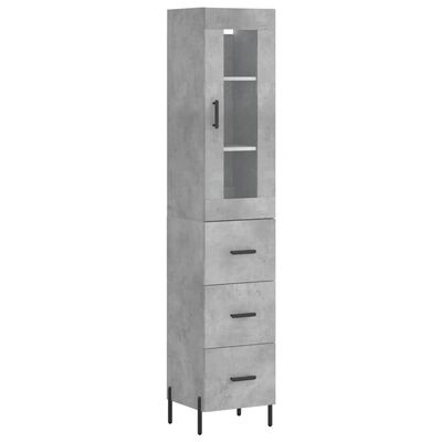 vidaXL Highboard Concrete Grey 34.5x34x180 cm Engineered Wood