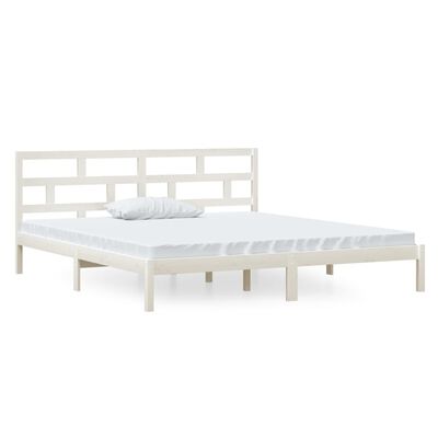 vidaXL Bed Frame without Mattress White Solid Wood 140x190 cm (809998+814195)