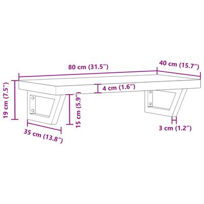 vidaXL Basin Shelf Wall Mounted Steel and Solid Wood Acacia