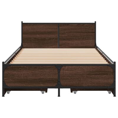 vidaXL Bed Frame with Drawers without Mattress Brown Oak 100x200 cm