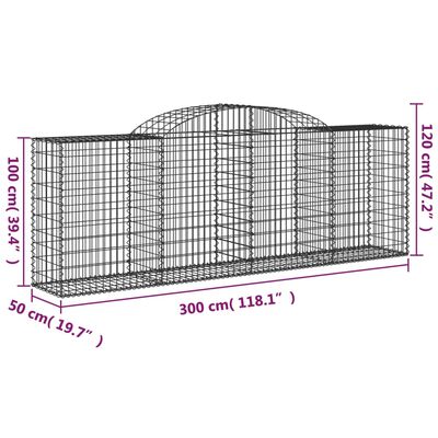 vidaXL Arched Gabion Baskets 25 pcs 300x50x100/120 cm Galvanised Iron