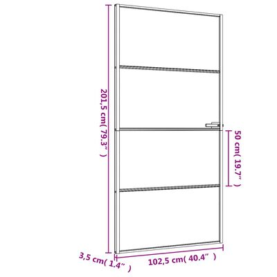 vidaXL Interior Door Slim Black 102.5x201.5 cm Tempered Glass and Aluminium