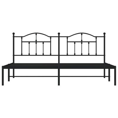 vidaXL Metal Bed Frame without Mattress with Headboard Black 193x203 cm