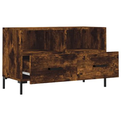 vidaXL TV Cabinet Smoked Oak 80x36x50 cm Engineered Wood