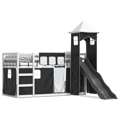 vidaXL Bunk Bed without Mattress with Slide White and Black 80x200 cm