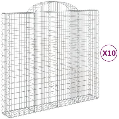 vidaXL Arched Gabion Baskets 10 pcs 200x50x180/200 cm Galvanised Iron