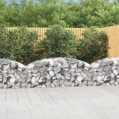 vidaXL Arched Gabion Basket 200x50x60/80 cm Galvanised Iron