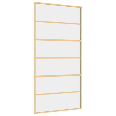 vidaXL Sliding Door Gold 102.5x205 cm Clear ESG Glass and Aluminium