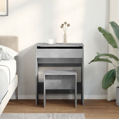 vidaXL Dressing Table and Stool Concrete Grey 60x40x113.5 cm