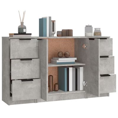 vidaXL Sideboards 3 pcs Concrete Grey Engineered Wood