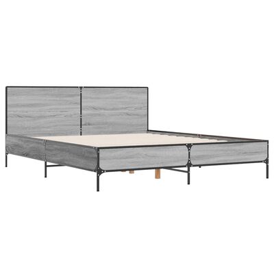 vidaXL Bed Frame without Mattress Grey Sonoma 140x200 cm